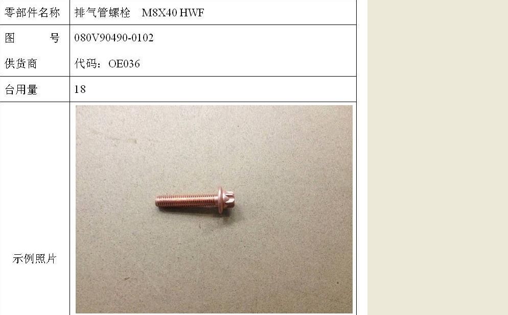 排气管螺栓