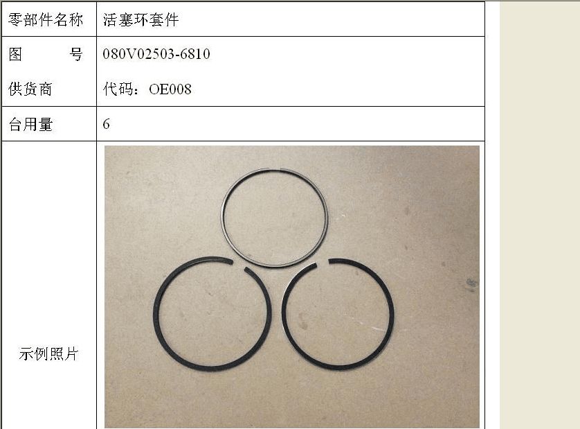 活塞环套件（MC07)